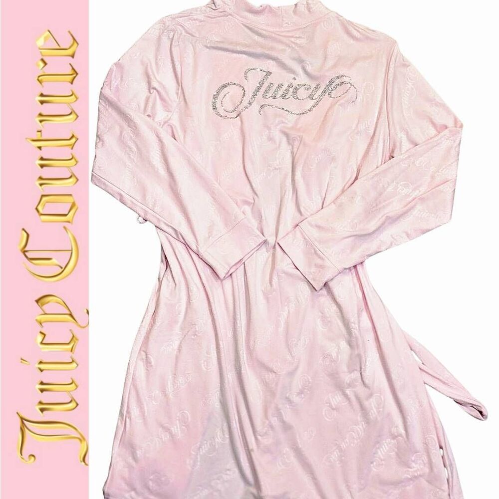 Juicy Couture Rhinestone Script Logo Embossed Robe